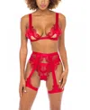 Oh La La Cheri Janet Soft Cup Bra With Matching Garter And Panty In Red