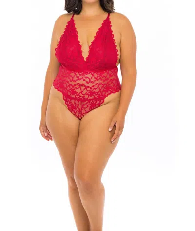 Oh La La Cheri Jeana All Over Lace Teddy - Plus Size In Red
