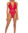 Oh La La Cheri Jeana All Over Lace Teddy In Red In Red