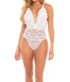 Oh La La Cheri Jeana All Over Lace Teddy In White In White