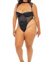 Oh La La Cheri Josephine Satin Teddy In Black In Black