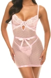 Oh La La Cheri Josie Babydoll Chemise & G-string Set In Pink Tulle