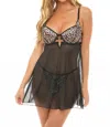 Oh La La Cheri Journee Leopard Print Babydoll In Leopard / Black In Black