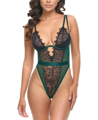Oh La La Cheri Kenzi Sheer Lace Teddy In Multi
