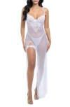 Oh La La Cheri Livia Lace Trim Mesh Underwire Nightgown & G-string Set
