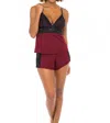 Oh La La Cheri Louella Lace Camisole And Short Set In Rhubarb / Black