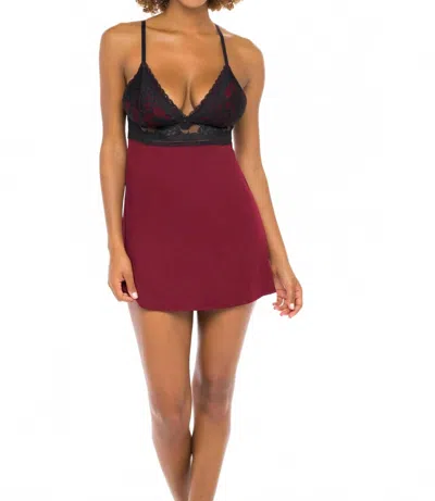 Oh La La Cheri Louella Lace Chemise In Rhubarb / Black In Red