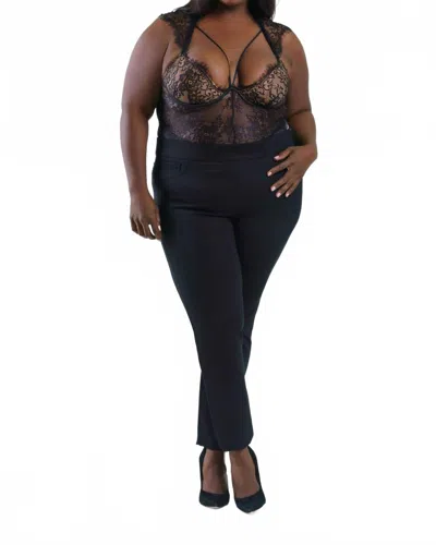 Oh La La Cheri Madelyn Lace Cage Teddy - Plus In Black