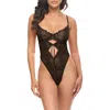 Oh La La Cheri Mariah Bow Sheer Mesh Teddy In Black