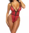 Oh La La Cheri Marley Open Gusset Lace Teddy In Red