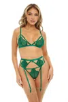 Oh La La Cheri Myla 3 Piece Bra Set In Ultramarine Green In Green