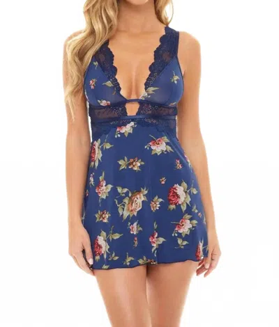 Oh La La Cheri Naeva Floral Babydoll In Estate Blue Scattered Rose