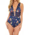 Oh La La Cheri Naeva Floral Romper In Estate Blue Scattered Rose