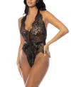 Oh La La Cheri Naomi Plunge Neck Lace Bodysuit In Black