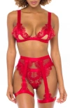 Oh La La Cheri Open Cup Bralette, High Waist Panties & Suspenders Set