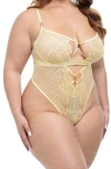 Oh La La Cheri Pilar Embroidered Mesh Teddy In Botanical Blooms 040/banana