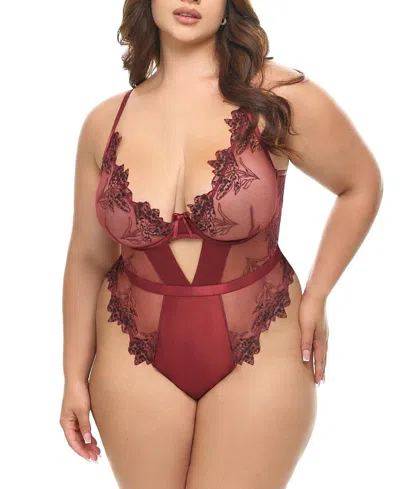 Oh La La Cheri Plus Nina Sheer Teddy In Burgundy