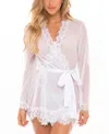 Oh La La Cheri Provence Eyelash Lace Robe With Sash And G-string Panty In White