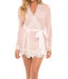 Oh La La Cheri Provence Eyelash Lace Robe With Sash And G-string Panty
