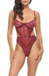 Oh La La Cheri Quinn Floral Lace Teddy In Red