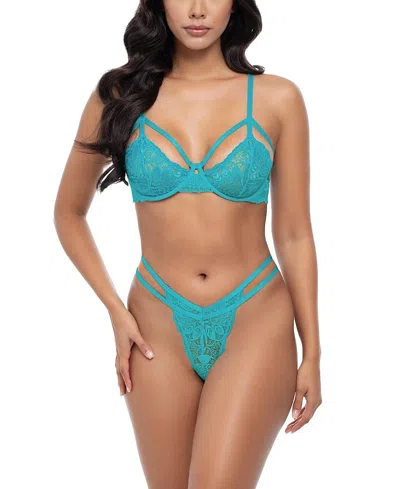 Oh La La Cheri Raya Cage Bra Set In Blue