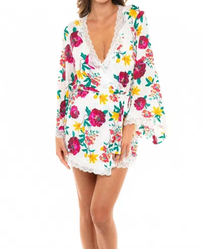 Oh La La Cheri Reina Robe In White Floral Print In Multi