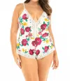Oh La La Cheri Reina Romper - Plus In White Floral Print In White