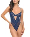 Oh La La Cheri Roxie Sheer Lace Teddy In Blue