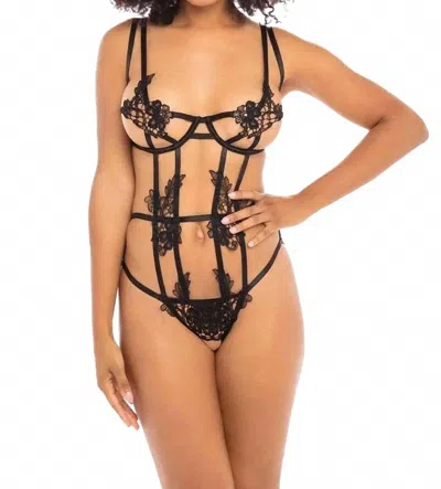 Oh La La Cheri Roza Embroidered Teddy In Black