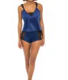 Oh La La Cheri Saskia Lace Camisole & Short Set In Estate Blue / Black
