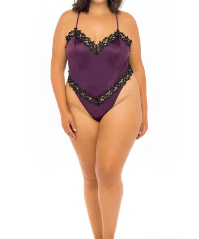 Oh La La Cheri Thea Floral Teddy - Plus In Italian Plum / Black In Purple