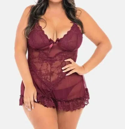 Oh La La Cheri Valentine Babydoll - Plus In Zinfandel In Multi