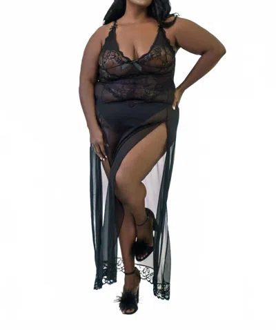 Oh La La Cheri Valentine Sheer Gown - Plus In Black