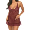 Oh La La Cheri Valentine Soft Cup Lace Babydoll With Bows And G-string Panty