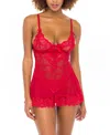 Oh La La Cheri Valentine Lace Babydoll Set In Red