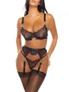 Oh La La Cheri Women's 3-pack Embroidered Bra In Red Black