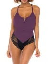 Oh La La Cheri Women's Scoopneck Lace Trim Bodysuit In Italian Plum