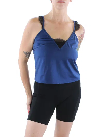 Oh La La Cheri Womens Sateen Lace Rim Sleep Tank In Blue