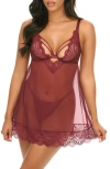 OH LA LA CHERI OH LA LA CHERI WYNTER UNDERWIRE SHEER MESH BABYDOLL CHEMISE & G-STRING SET