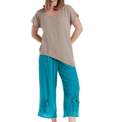 Oh My Gauze Beth Short Capri In Turquoise In Blue