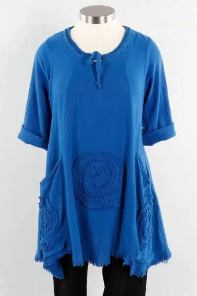 Oh My Gauze Circle Top In Azul In Multi