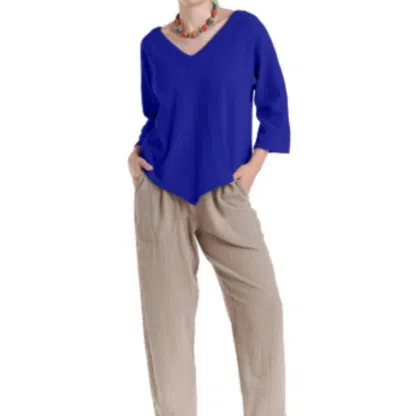 Oh My Gauze Lynn V-neck Top In Cobalt In Blue