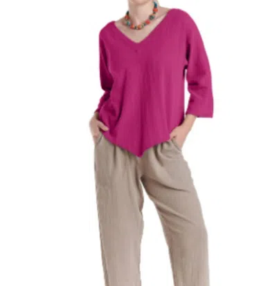 Oh My Gauze Lynn V-neck Top In Fuchsia In Pink