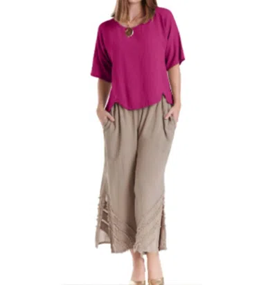 Oh My Gauze Scallop Cotton Top In Fuchsia In Pink