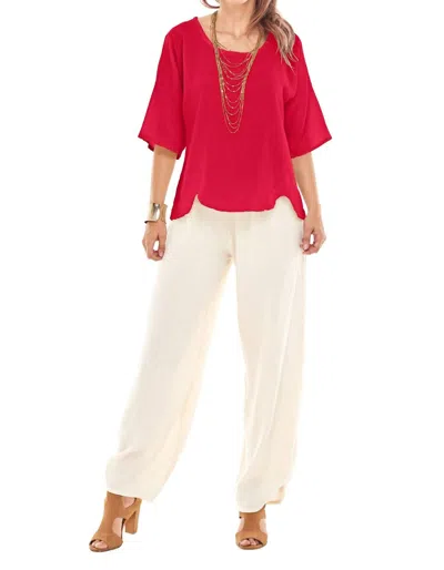 Oh My Gauze Scallop Top In Crimson In Pink
