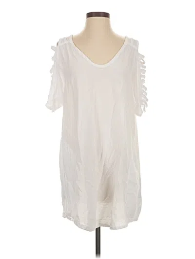 Pre-owned Oh My Gauze Short Sleeve Top White Scoop Neck Tops