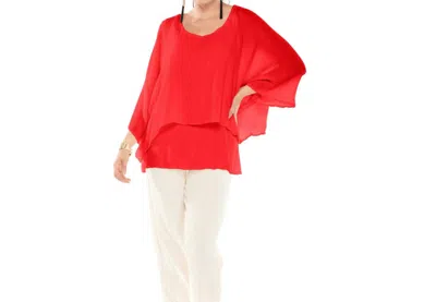 Oh My Gauze Twins Double Layered Top In Crimson In Red