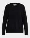 Oh My Goat Crewneck Cashmere Side-zip Sweater In Blue