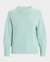 Oh My Goat Crewneck Chunky Rib-trim Cashmere Sweater In Blue