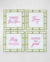 Oh My Mahjong Bamboo Mahjong Cocktail Napkins, Set Of 4